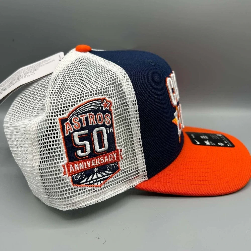 Houston Astros x Nike Pro Trucker Hat Men M-L Navy Orange‎ Dri-Fit Snap Back New